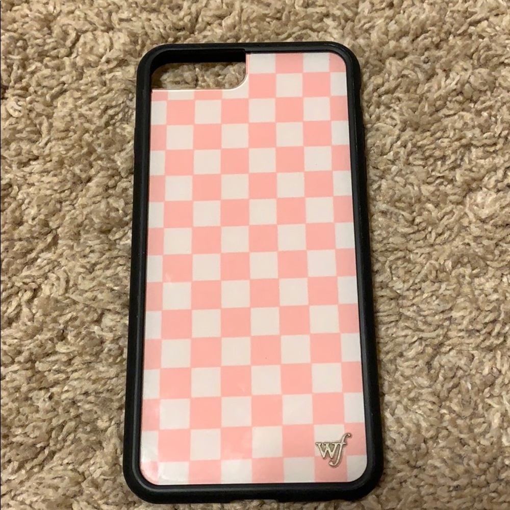 pink checkered wildflower iphone 6 plus case